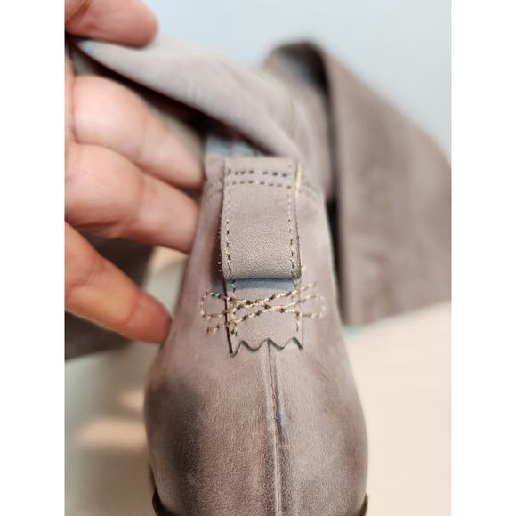 Timberland Taupe Suede Heeled‎ Boots Size 8 Knee High Stacked Heel A2660 - Picture 10 of 13